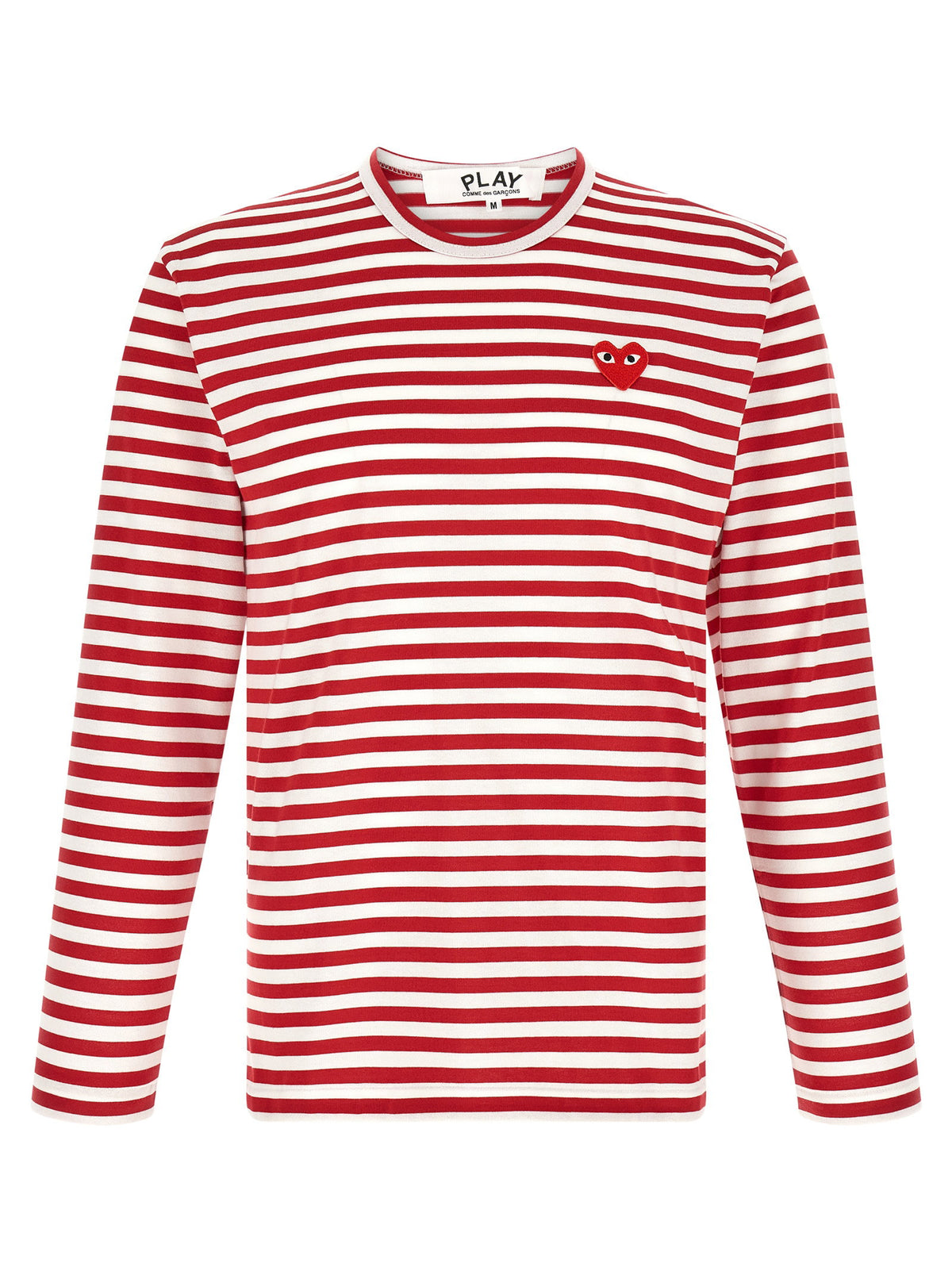 Comme Des Garçons Play Striped T-shirt With Heart Patch-Topwear-[Adult]-[Female]-2022 Online Blue Zone Planet