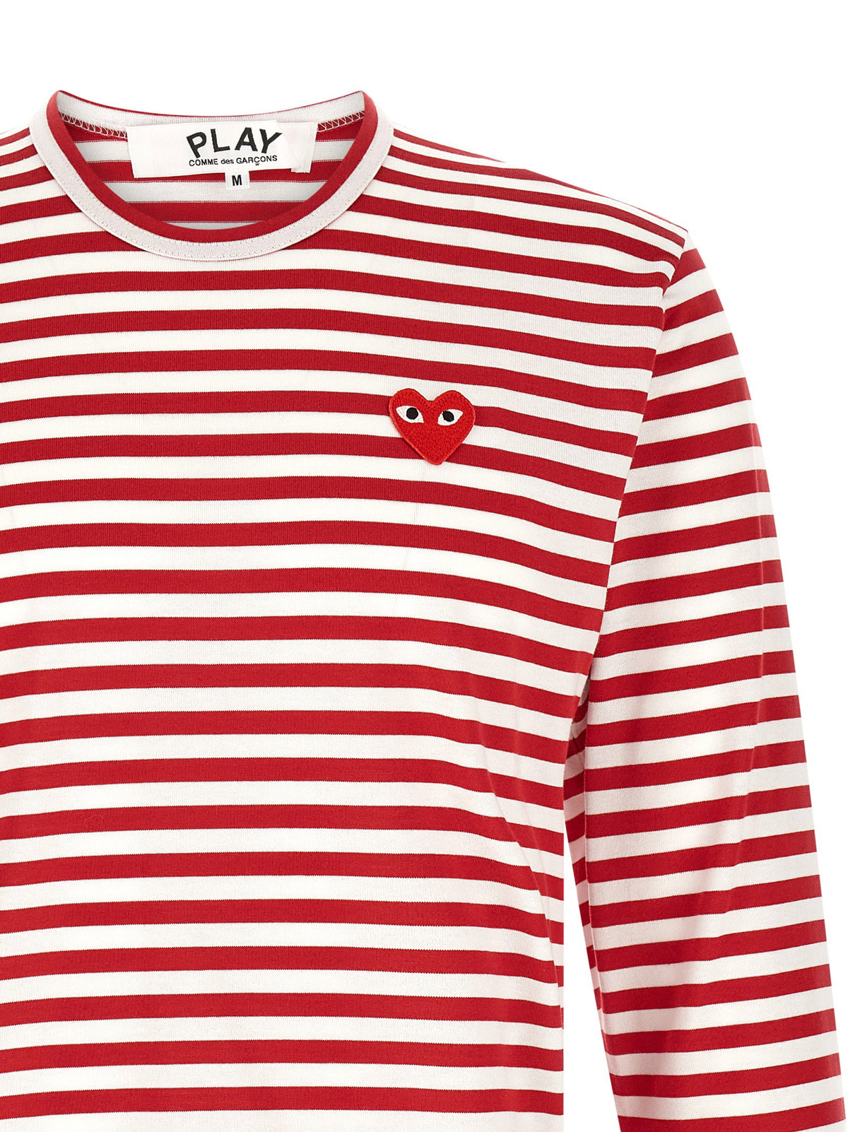 Comme Des Garçons Play Striped T-shirt With Heart Patch-Topwear-[Adult]-[Female]-2022 Online Blue Zone Planet