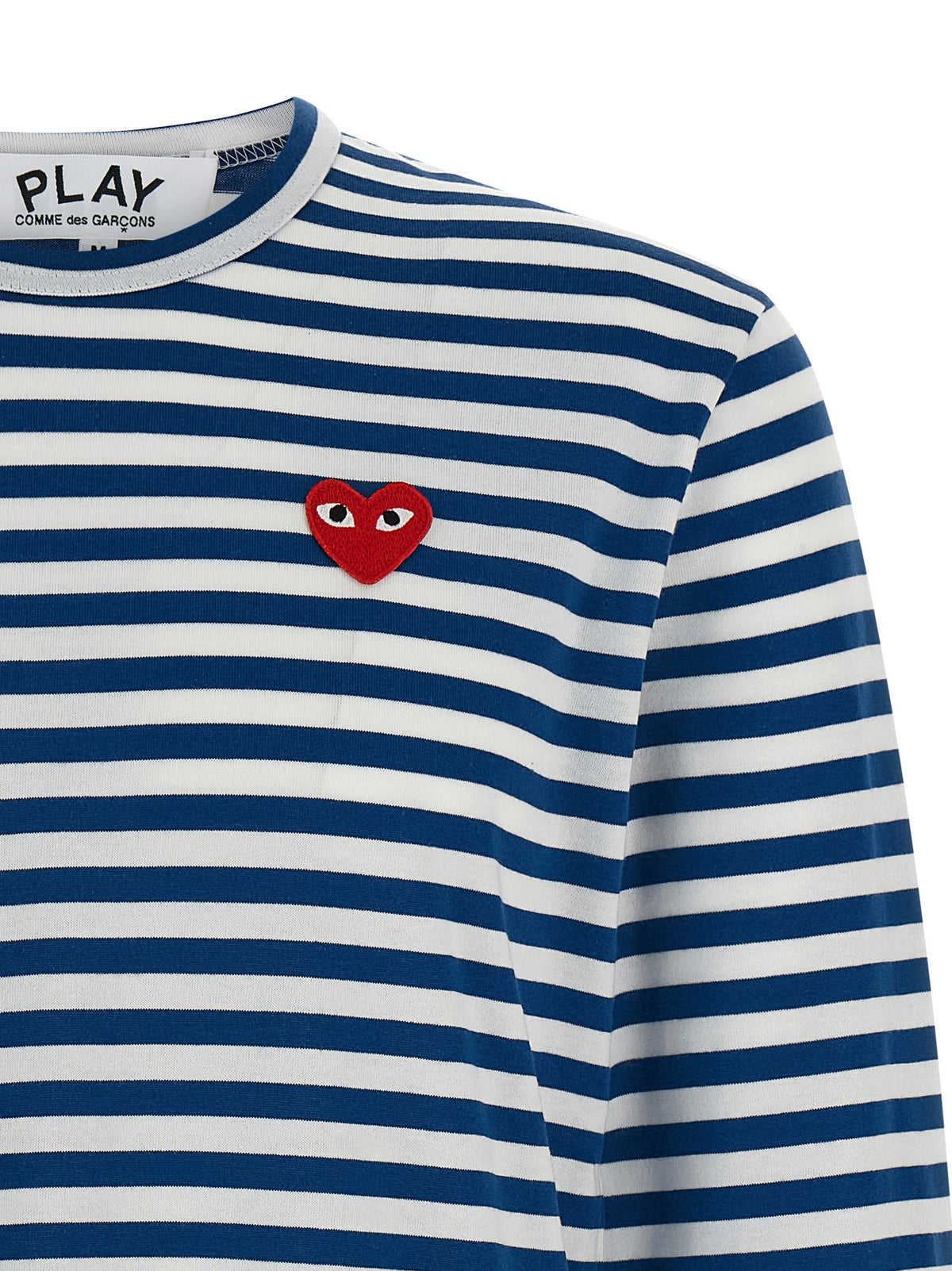Comme Des Garçons Play Logo Patch Stripes T-shirt-Topwear-[Adult]-[Female]-2022 Online Blue Zone Planet