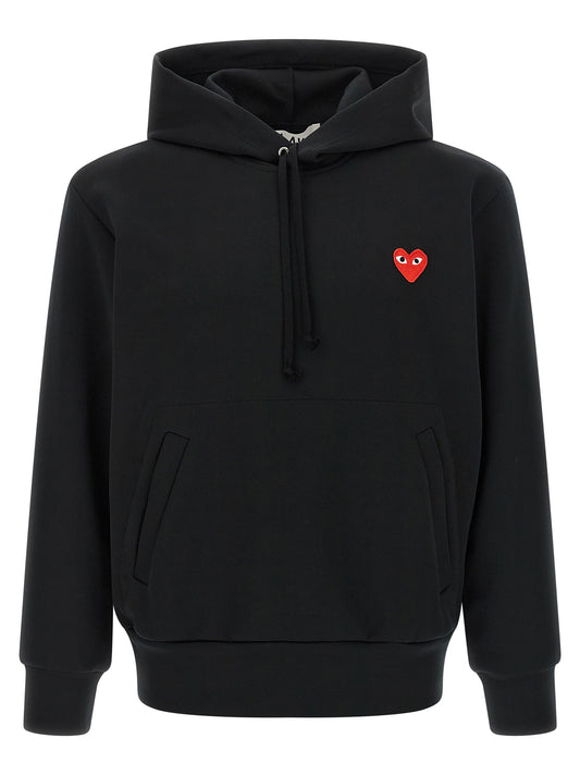 Comme Des Garçons Play Red Emblem Patch Hoodie-Tops / Dresses-[Adult]-[Female]-L-Black-2022 Online Blue Zone Planet