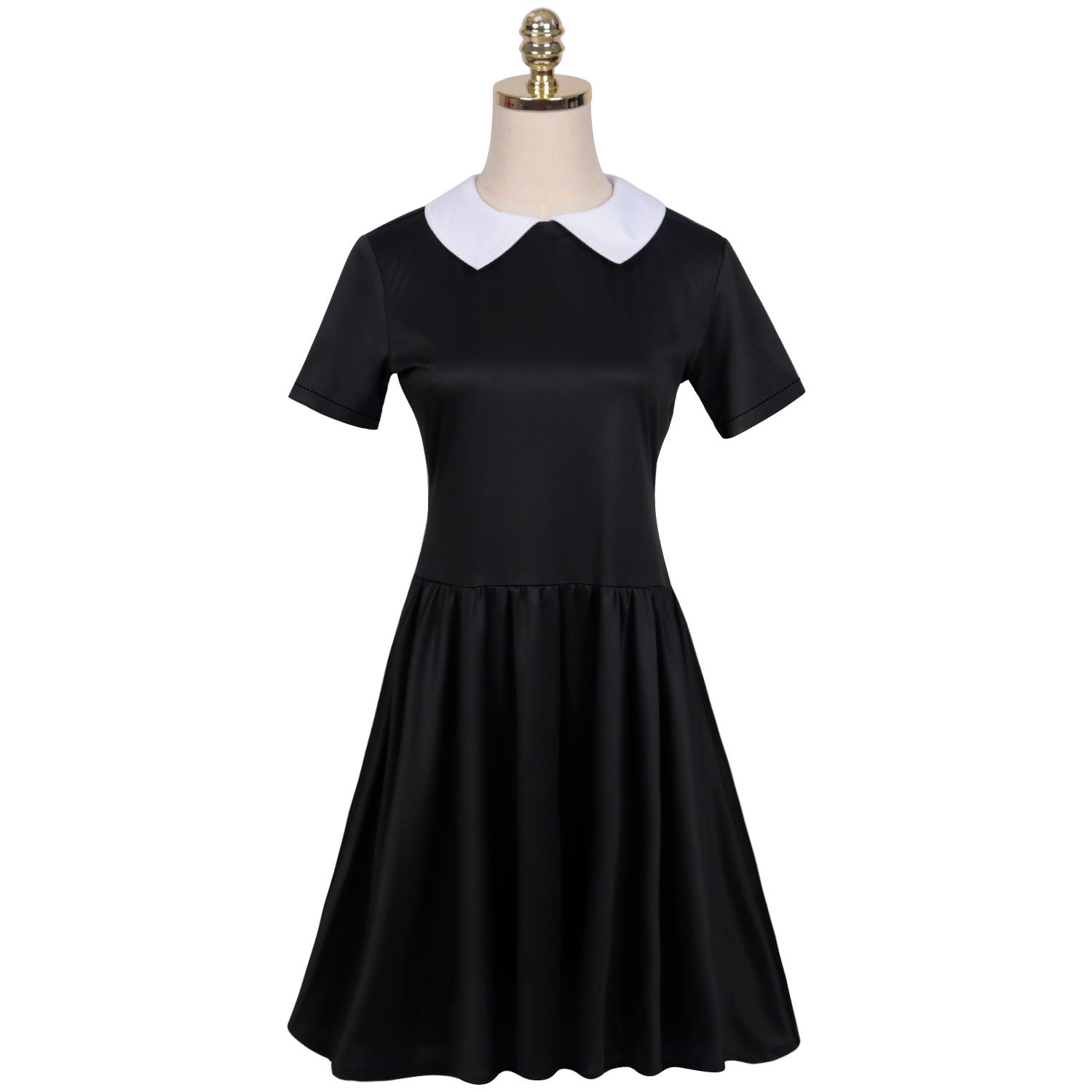 Addams family costume Halloween Wednesday Addams black dress print dress cosplay costume Hypersku