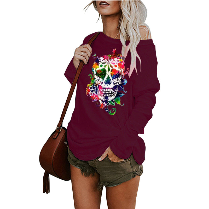 New personality skull long-sleeved top BLUE ZONE PLANET
