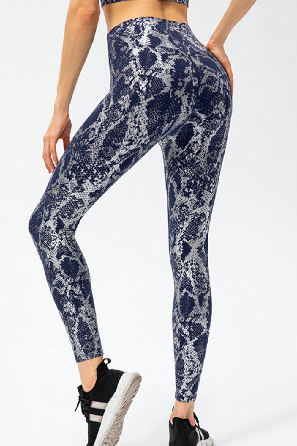 Animal Print Slim Fit Wide Waistband Long Sports Pants BLUE ZONE PLANET