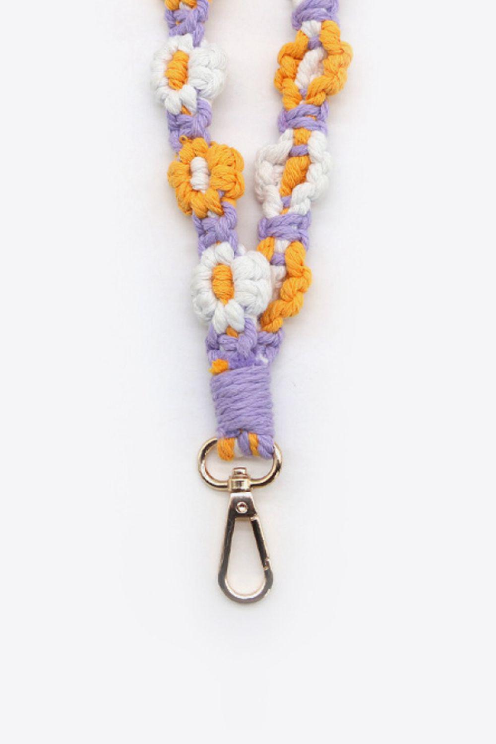 Assorted 4-Piece Macrame Flower Keychain BLUE ZONE PLANET