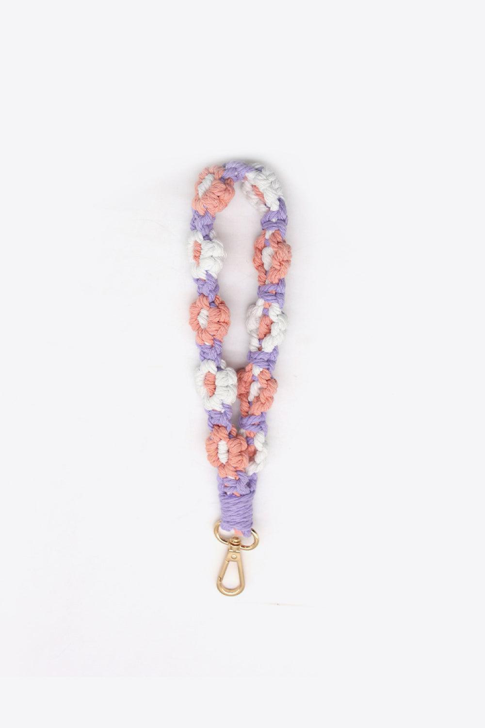 Assorted 4-Piece Macrame Flower Keychain BLUE ZONE PLANET