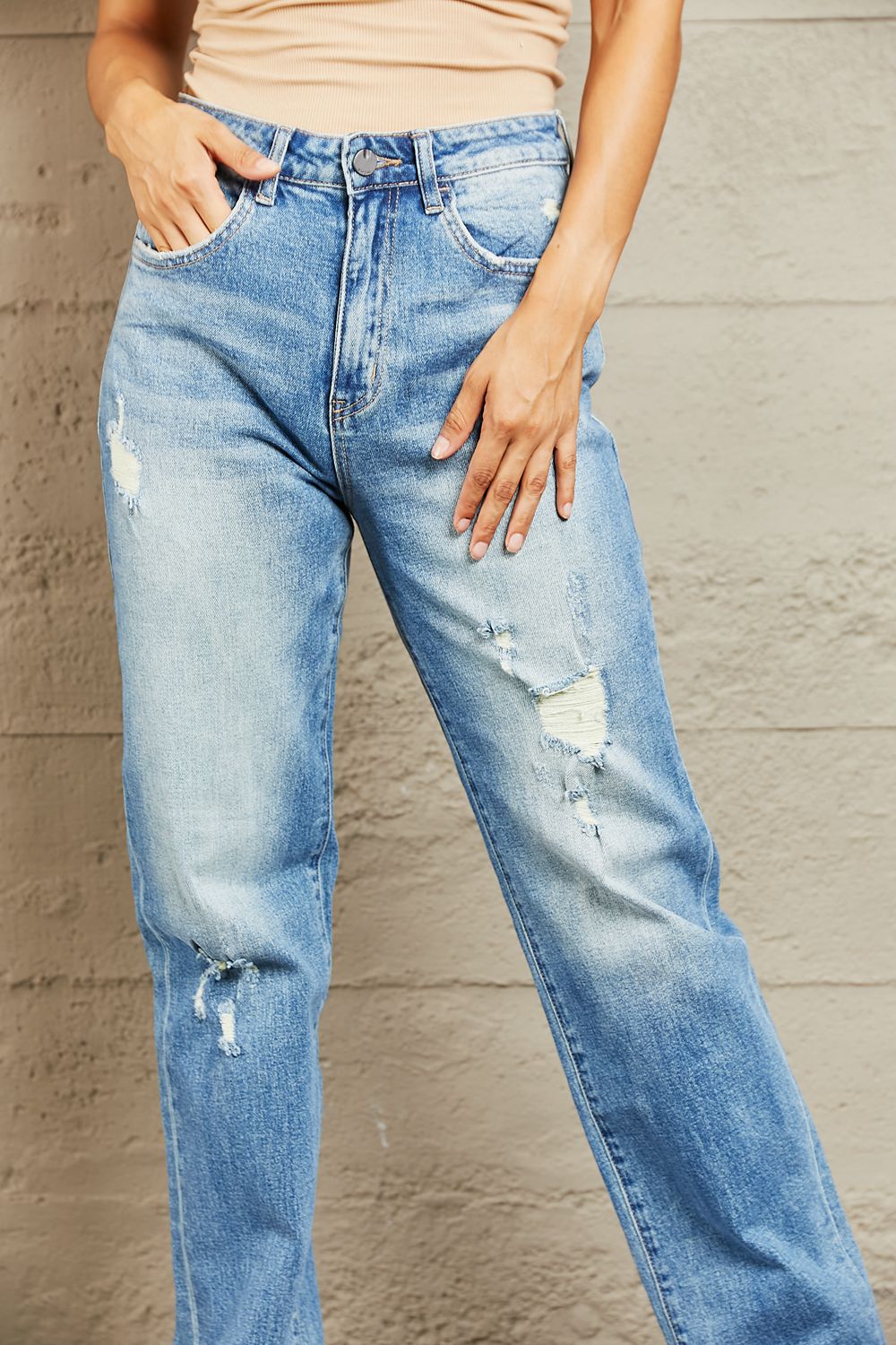 BAYEAS High Waisted Straight Jeans BLUE ZONE PLANET