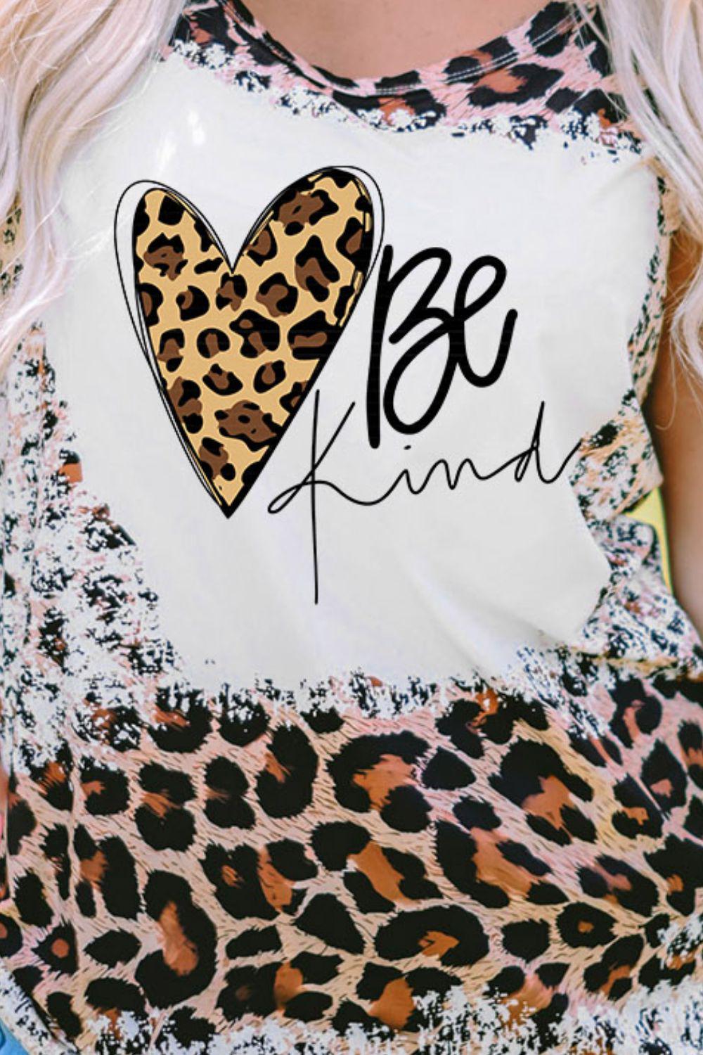 BE KIND Graphic Leopard Tank BLUE ZONE PLANET