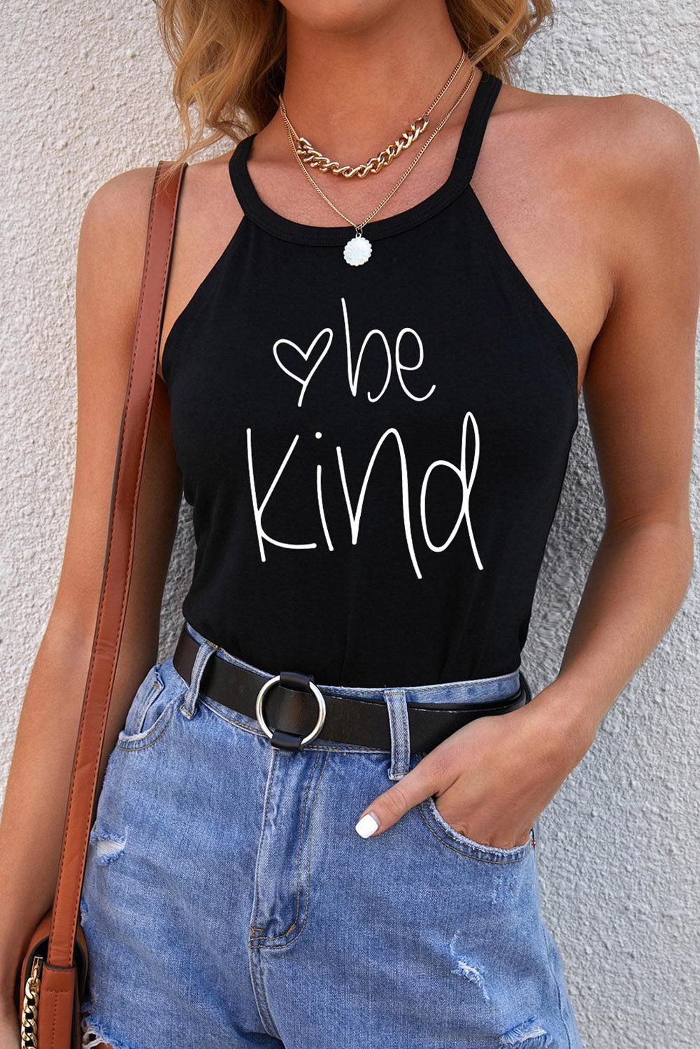 BE KIND Graphic Round Neck Tank BLUE ZONE PLANET