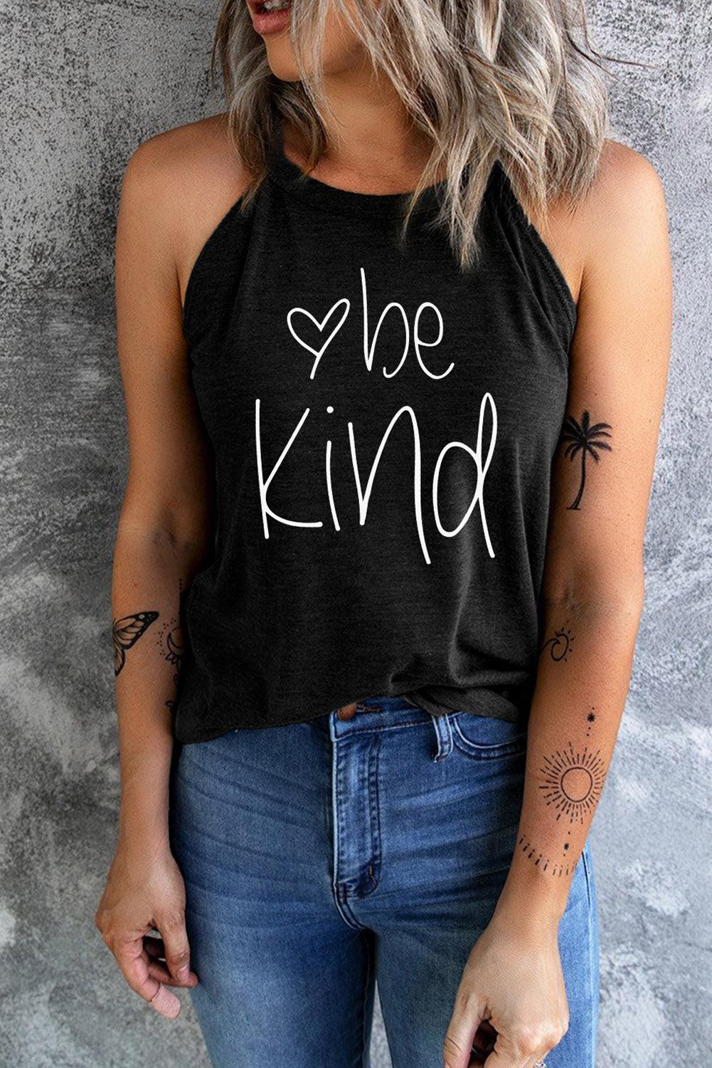 BE KIND Graphic Round Neck Tank BLUE ZONE PLANET