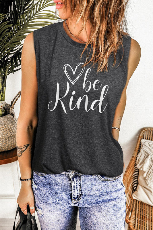 BE KIND Graphic Round Neck Tank BLUE ZONE PLANET