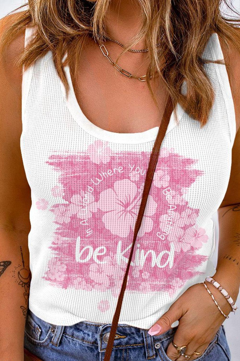 BE KIND Graphic Scoop Neck Tank BLUE ZONE PLANET