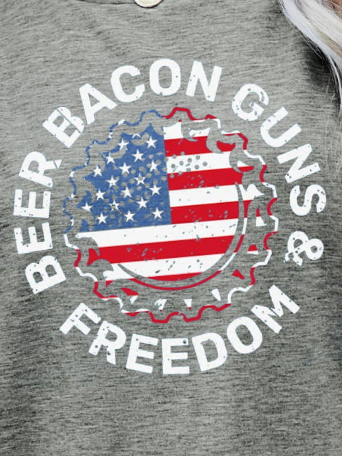 BEER BACON GUNS & FREEDOM US Flag Graphic Tee BLUE ZONE PLANET