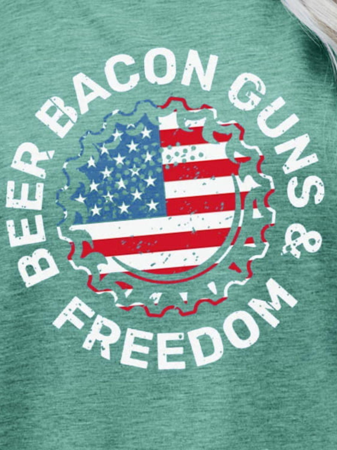 BEER BACON GUNS & FREEDOM US Flag Graphic Tee BLUE ZONE PLANET