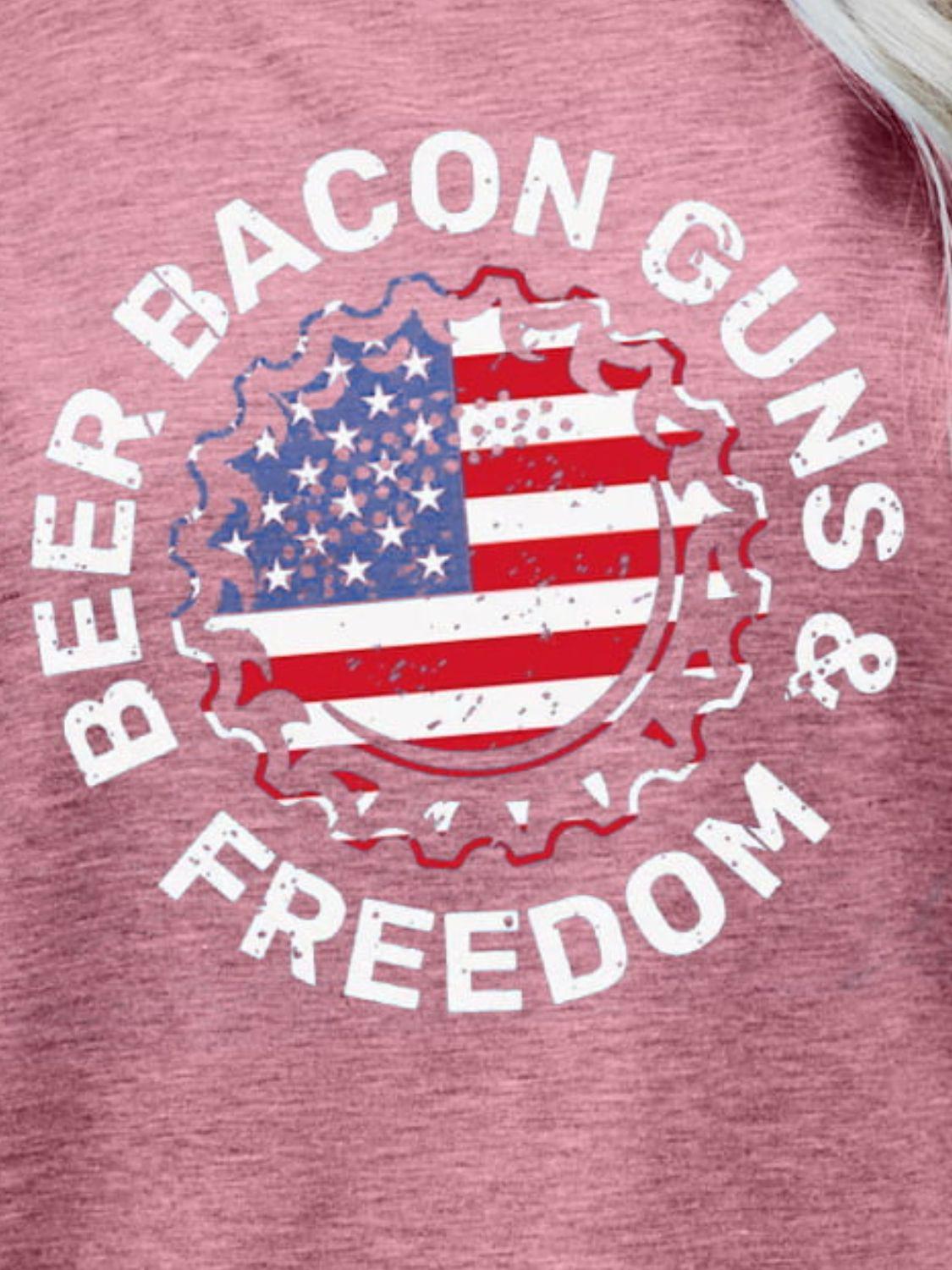 BEER BACON GUNS & FREEDOM US Flag Graphic Tee BLUE ZONE PLANET