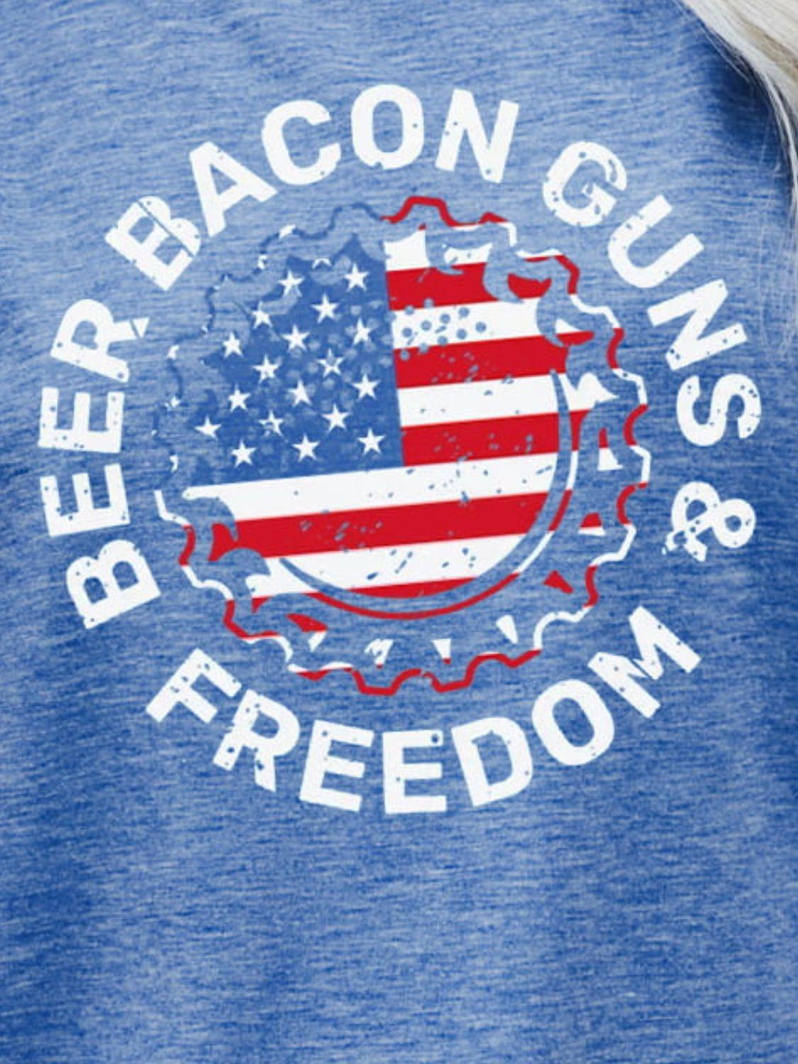 BEER BACON GUNS & FREEDOM US Flag Graphic Tee BLUE ZONE PLANET