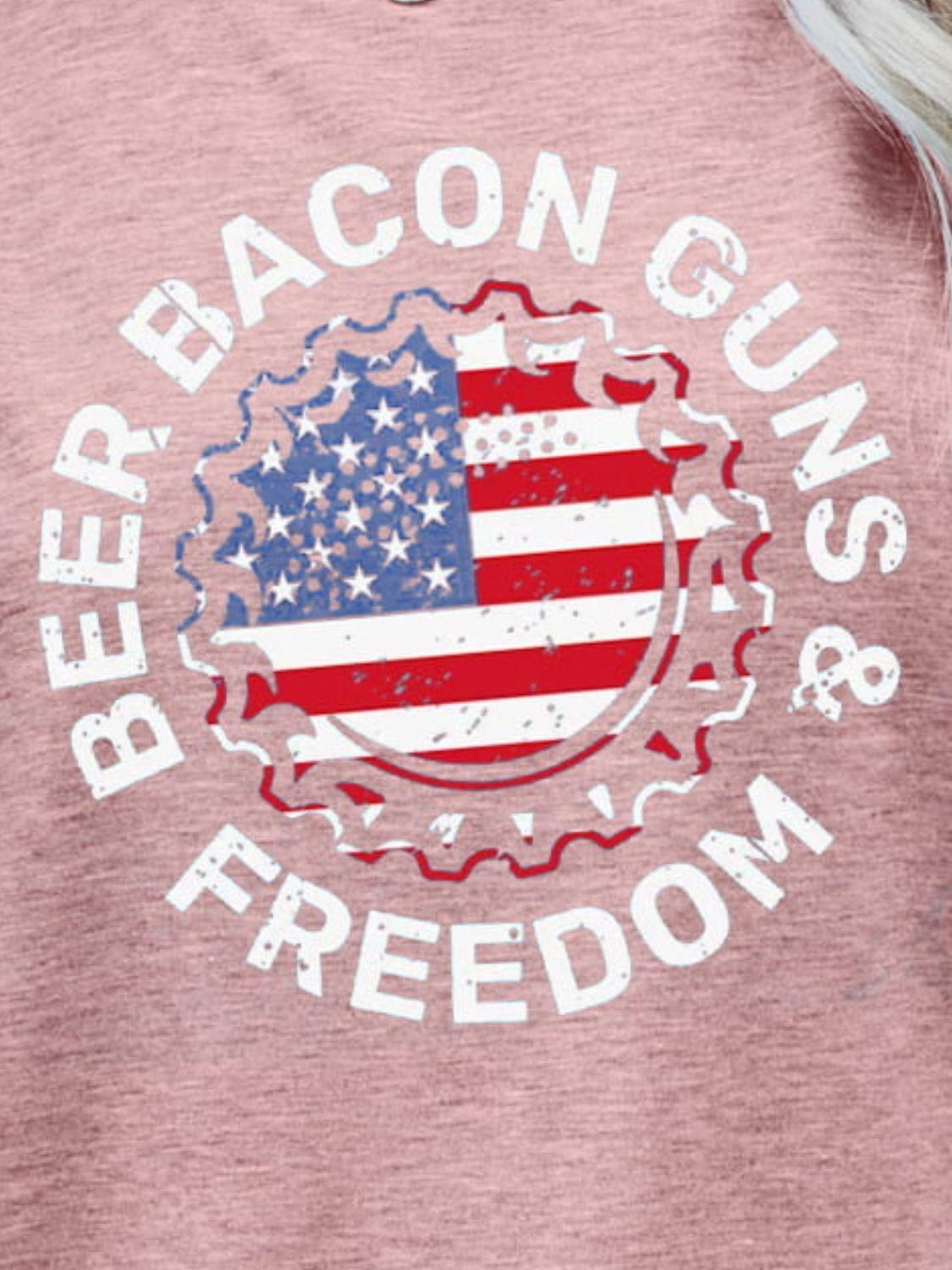 BEER BACON GUNS & FREEDOM US Flag Graphic Tee BLUE ZONE PLANET