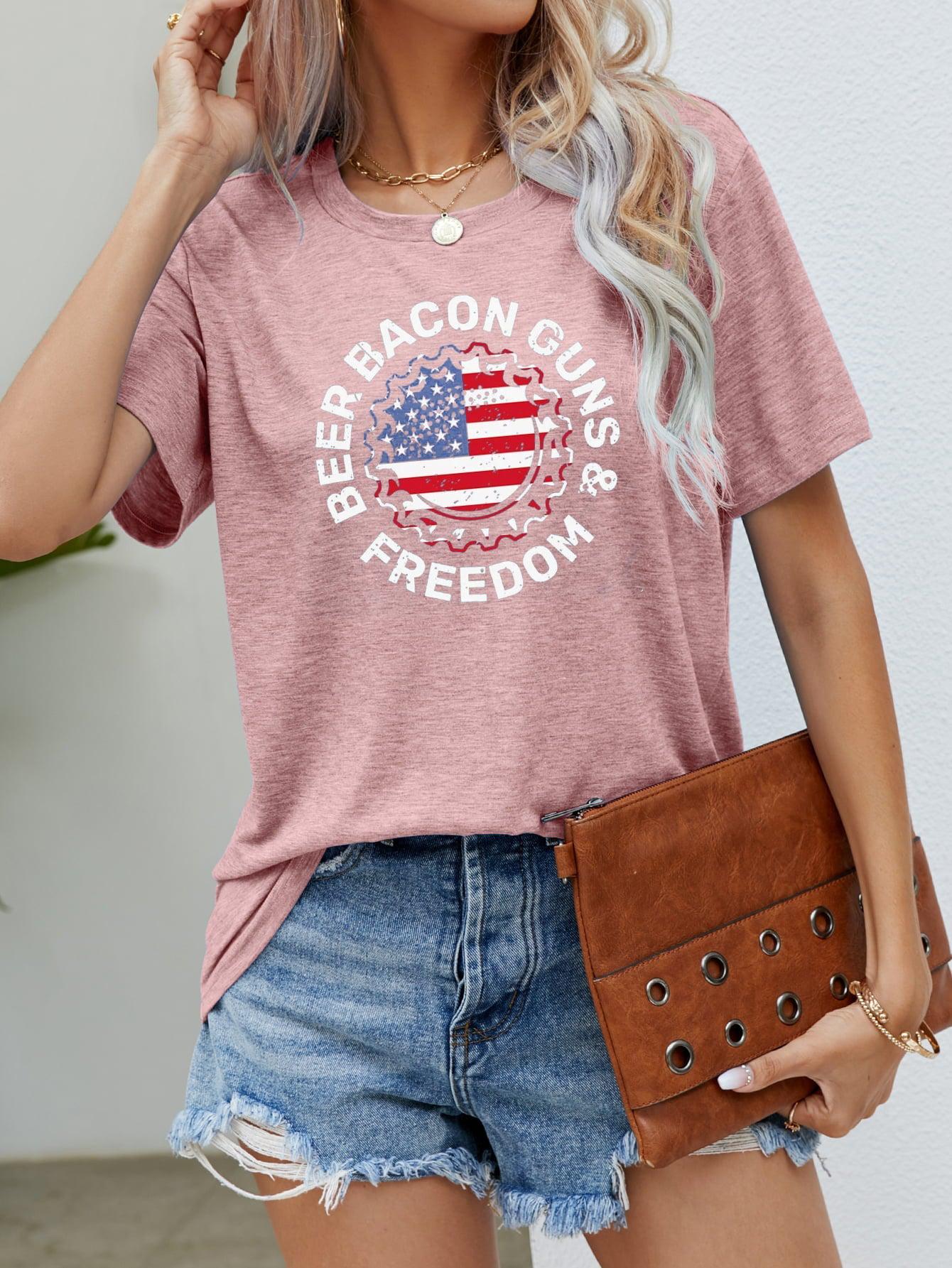 BEER BACON GUNS & FREEDOM US Flag Graphic Tee BLUE ZONE PLANET