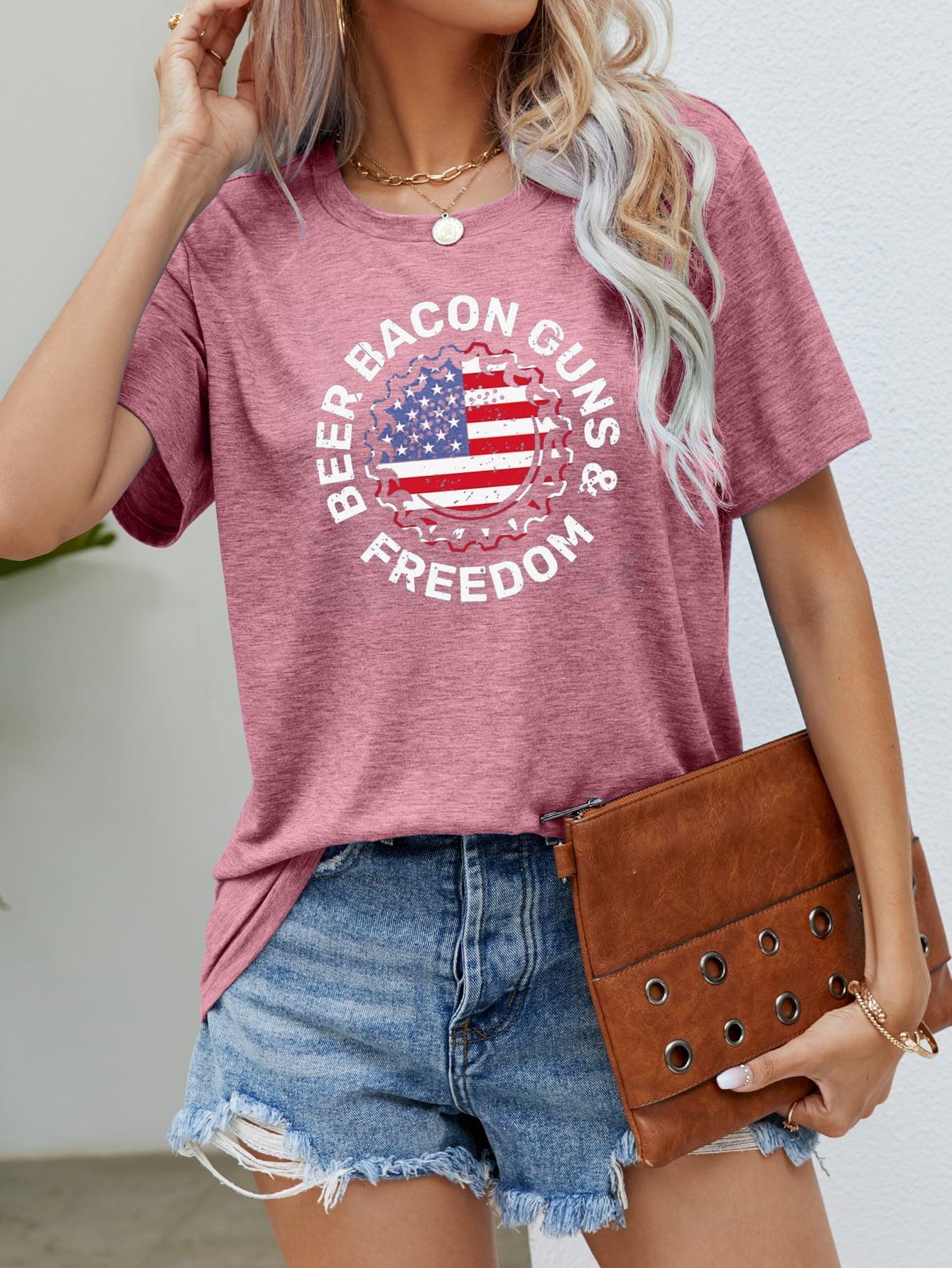 BEER BACON GUNS & FREEDOM US Flag Graphic Tee BLUE ZONE PLANET