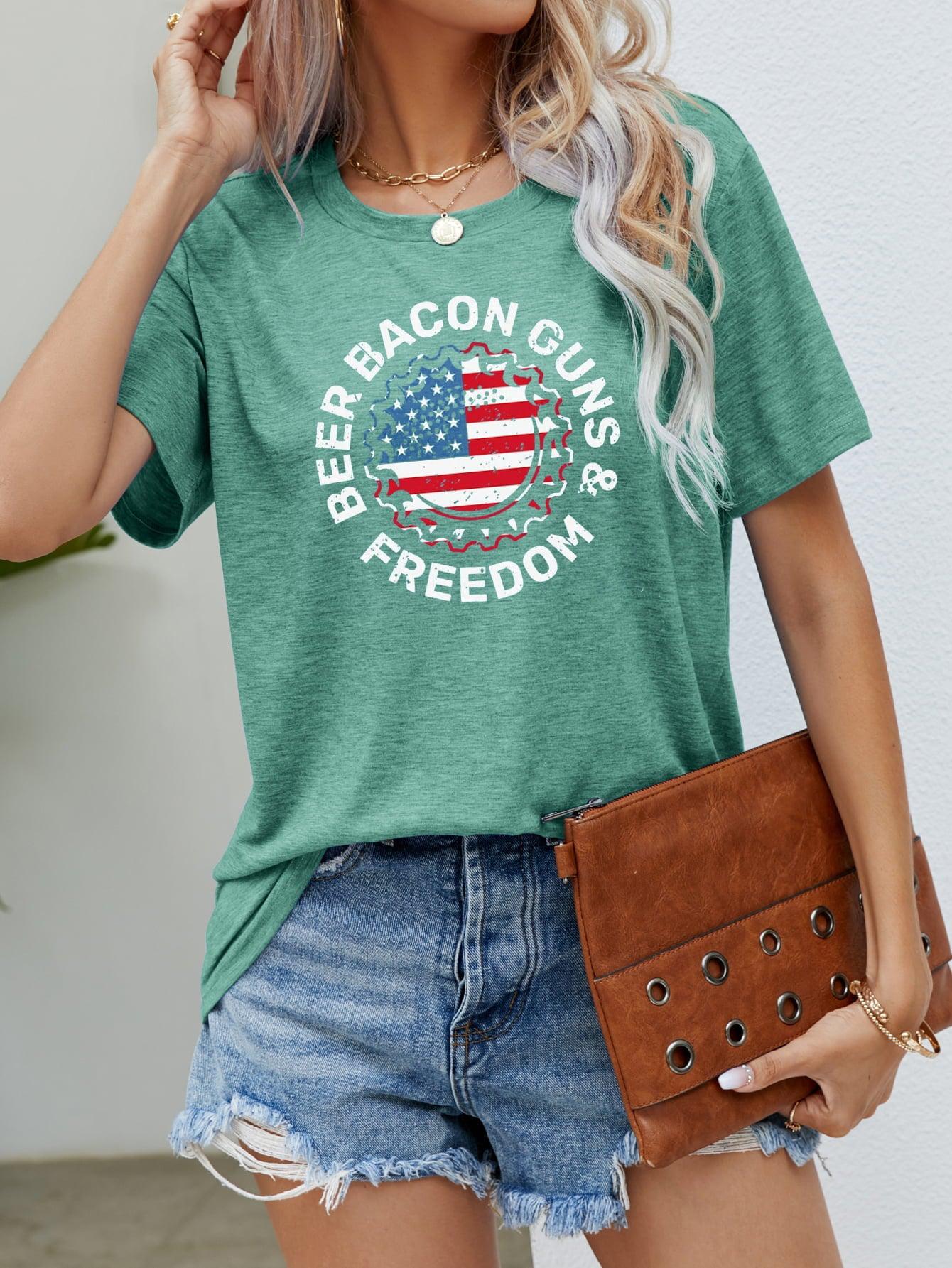 BEER BACON GUNS & FREEDOM US Flag Graphic Tee BLUE ZONE PLANET