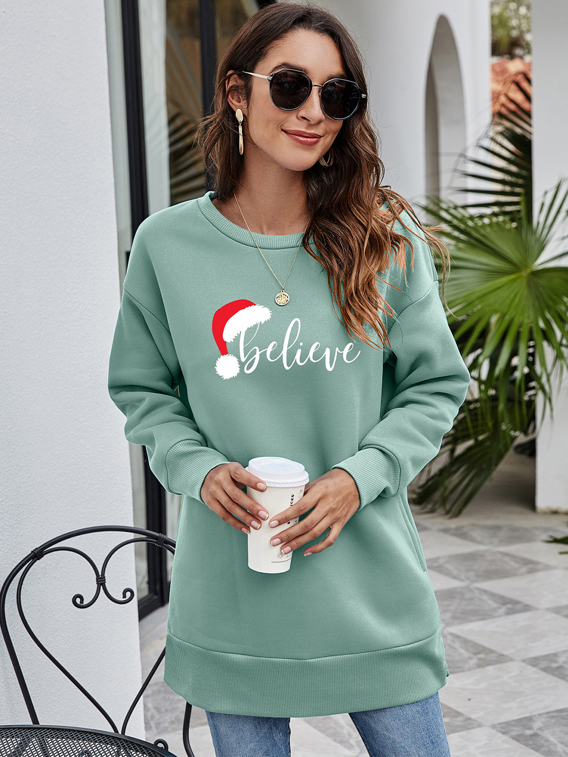 BELIEVE Graphic Tunic Sweatshirt BLUE ZONE PLANET