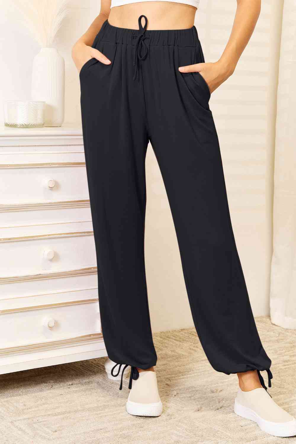 Basic Bae Full Size Soft Rayon Drawstring Waist Pants with Pockets BLUE ZONE PLANET