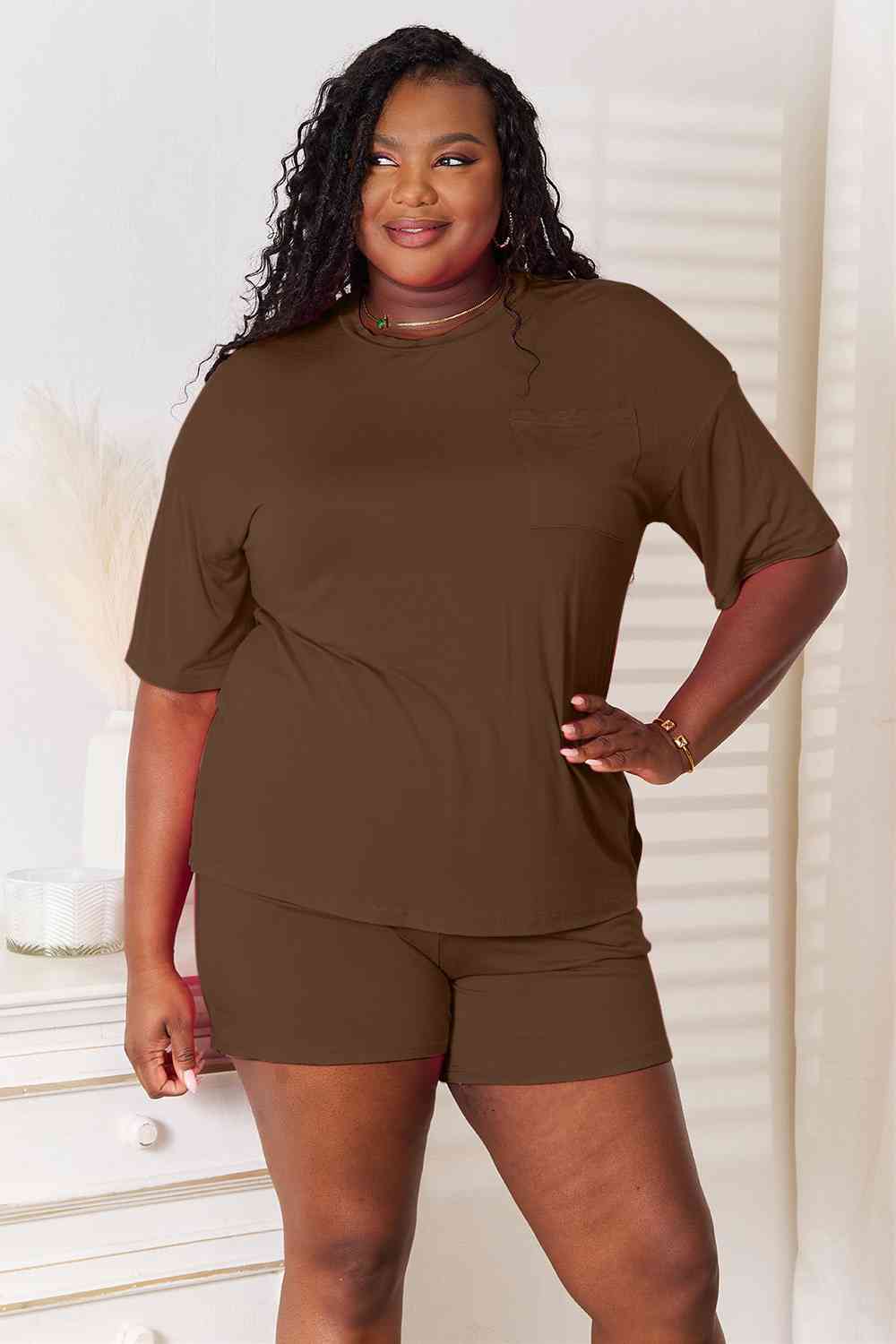 Basic Bae Full Size Soft Rayon Half Sleeve Top and Shorts Set BLUE ZONE PLANET