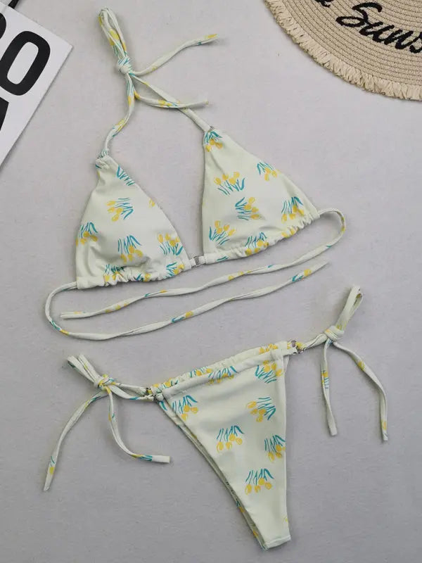 Beach Metal Ring Straps Two-piece Bikini BLUE ZONE PLANET