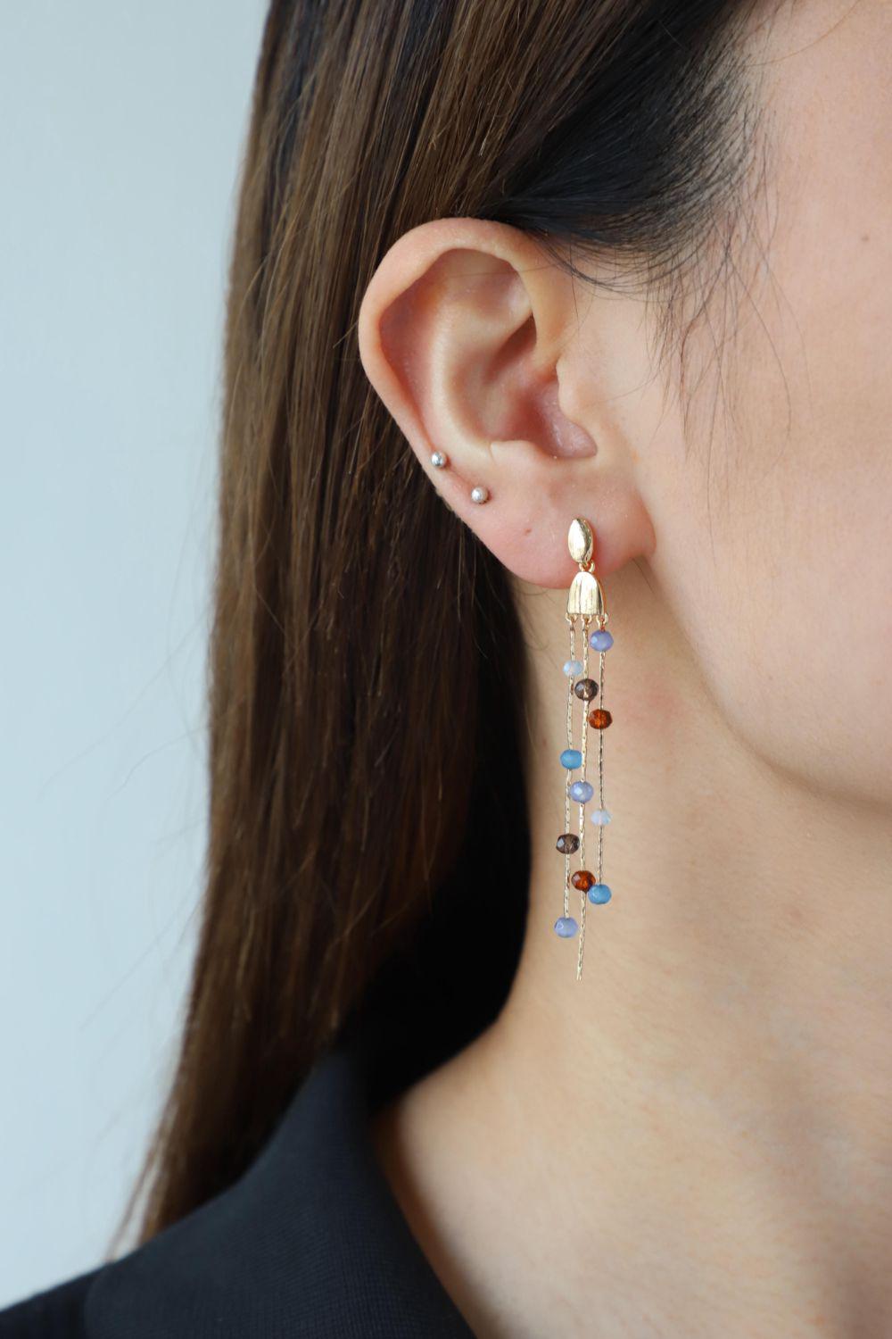 Beaded Long Chain Earrings BLUE ZONE PLANET