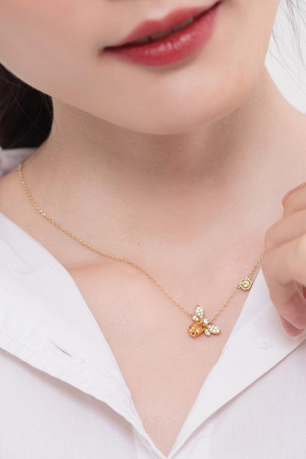 Bee Citrine and Olivine 14K Gold Plated Necklace BLUE ZONE PLANET