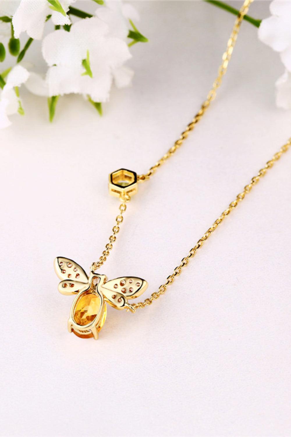 Bee Citrine and Olivine 14K Gold Plated Necklace BLUE ZONE PLANET