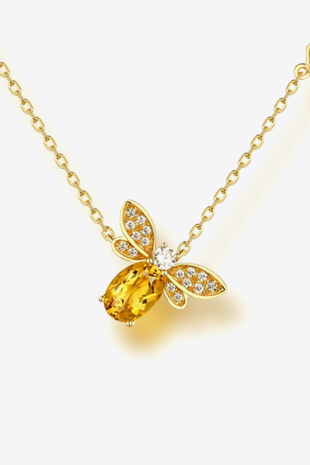 Bee Citrine and Olivine 14K Gold Plated Necklace BLUE ZONE PLANET