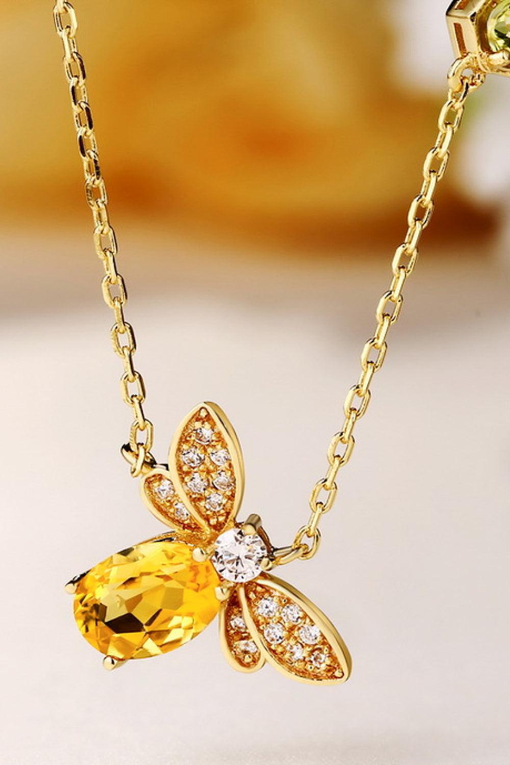 Bee Citrine and Olivine 14K Gold Plated Necklace BLUE ZONE PLANET