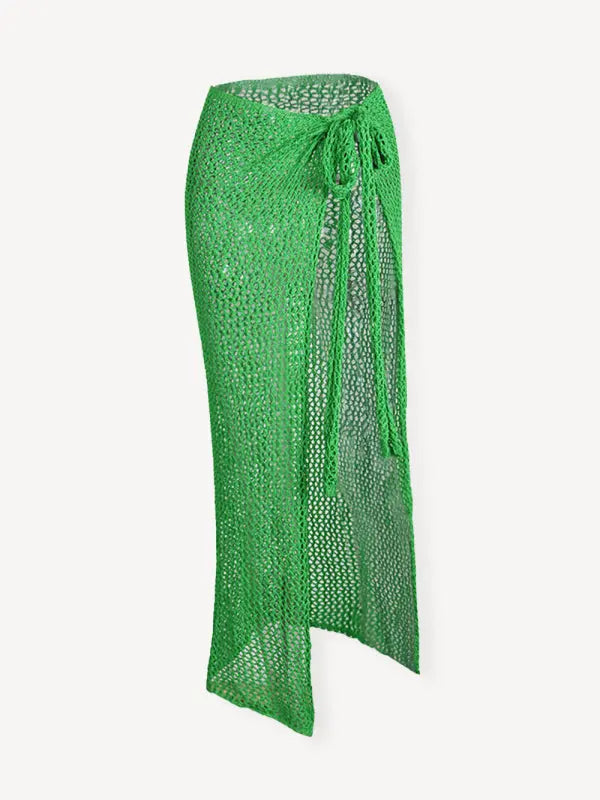 Bella's hollow tie knitted floor-length skirt kakaclo