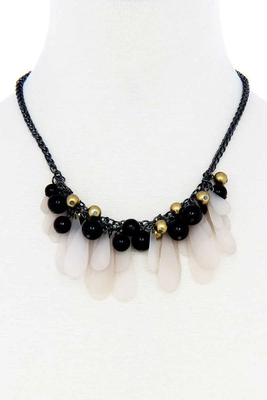 Black And Gold Balls With Tassel Statement Necklace Blue Zone Planet