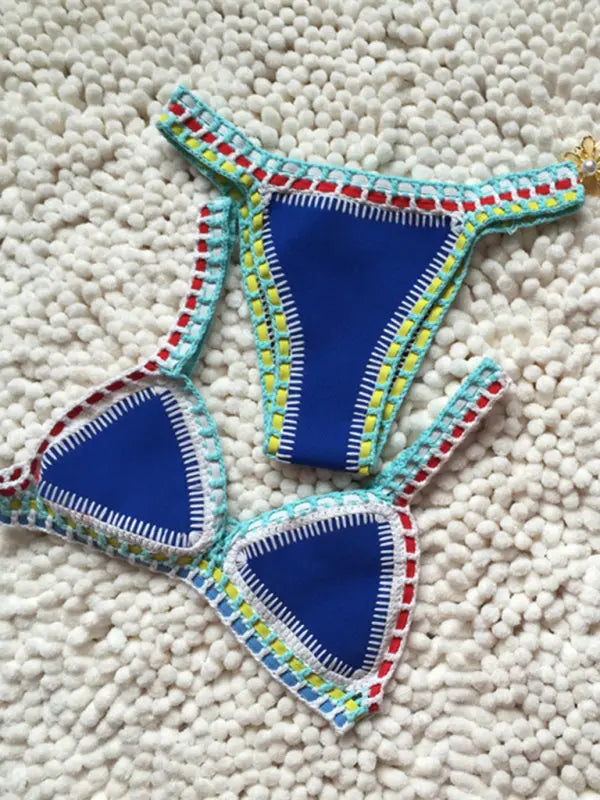 Black Gold Bikini Handwoven Colorful One-Piece Swimsuit BLUE ZONE PLANET