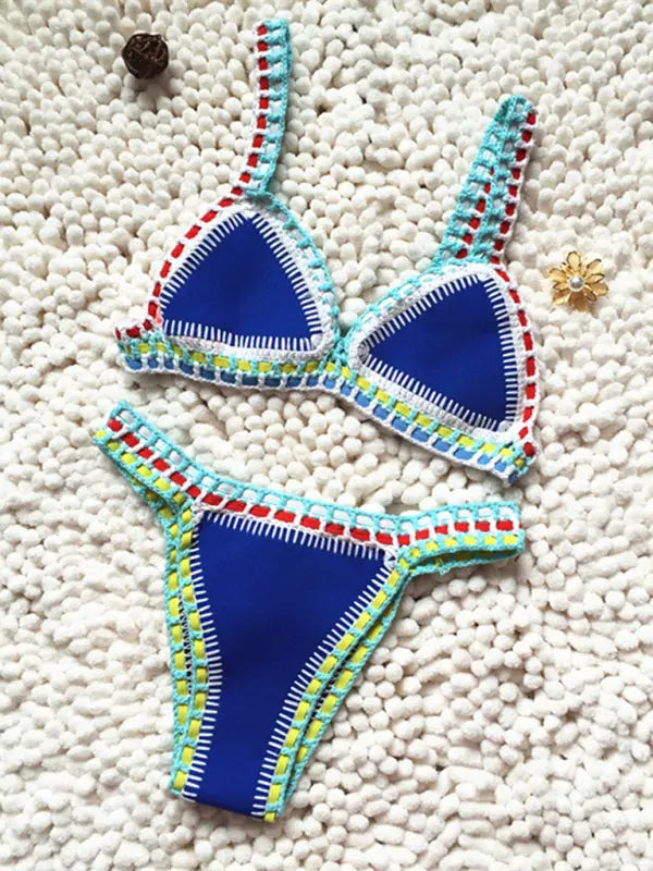 Black Gold Bikini Handwoven Colorful One-Piece Swimsuit BLUE ZONE PLANET