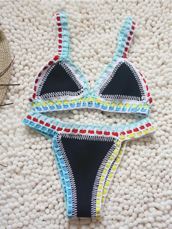 Black Gold Bikini Handwoven Colorful One-Piece Swimsuit BLUE ZONE PLANET