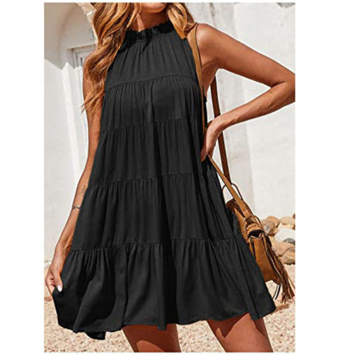 Blue Zone Planet | Ella's Ruched Solid Color Beach Vacation Swing Maxi Dress-TOPS / DRESSES-[Adult]-[Female]-Black-S-2022 Online Blue Zone Planet