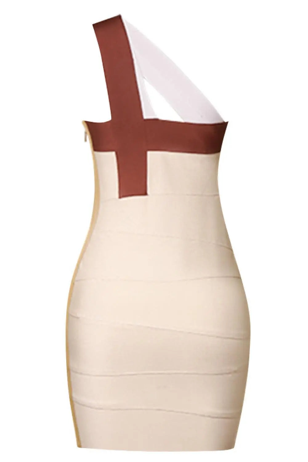Blue Zone Planet |  Contrast One-Shoulder Bandage Bodycon Mini Dress BLUE ZONE PLANET