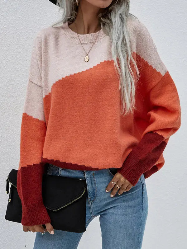 Blue Zone Planet | Crewneck Loose Striped Sweater BLUE ZONE PLANET