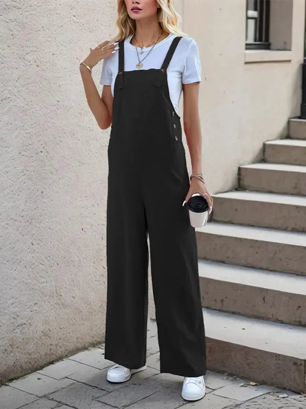 Blue Zone Planet |  Crystal's one-piece spaghetti strap straight trousers BLUE ZONE PLANET