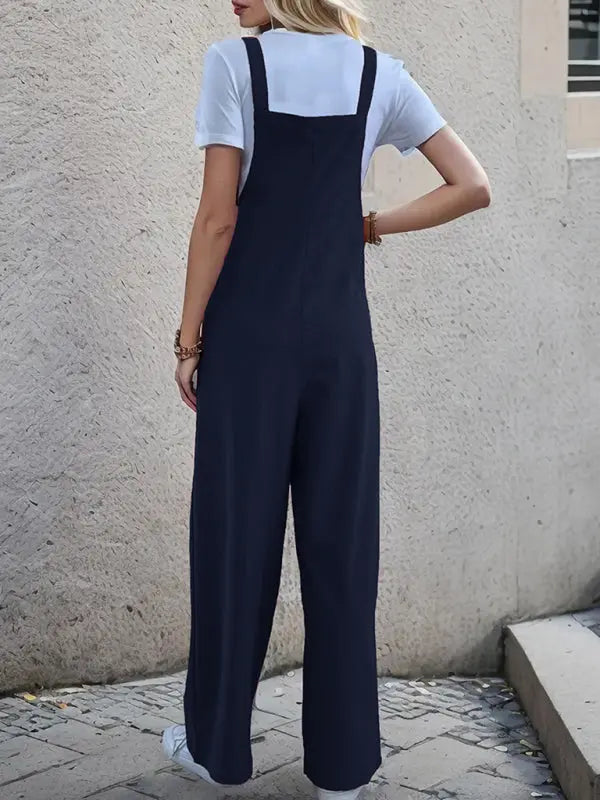 Blue Zone Planet |  Crystal's one-piece spaghetti strap straight trousers BLUE ZONE PLANET