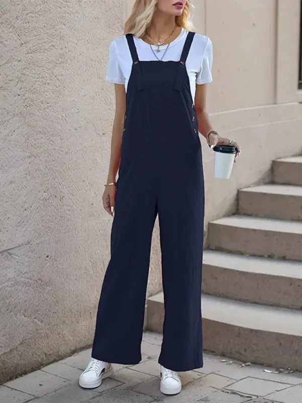 Blue Zone Planet |  Crystal's one-piece spaghetti strap straight trousers kakaclo