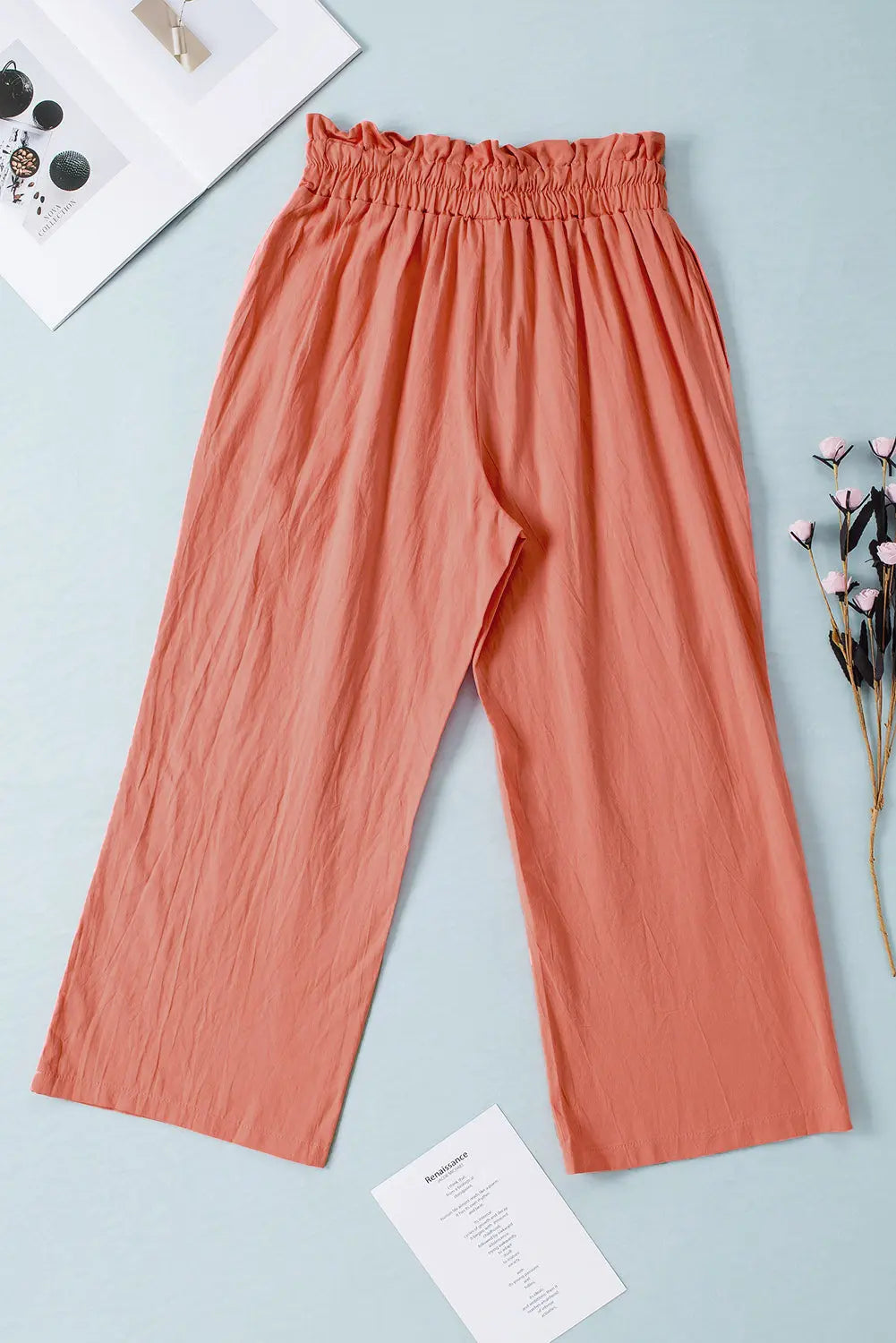 Blue Zone Planet |  Drawstring Paperbag Waist Wide Leg Pants BLUE ZONE PLANET