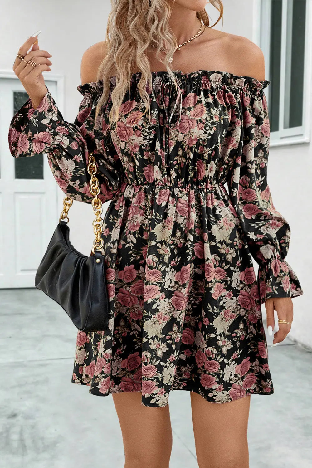 Blue Zone Planet |  Floral Off-Shoulder Flounce Sleeve Dress BLUE ZONE PLANET