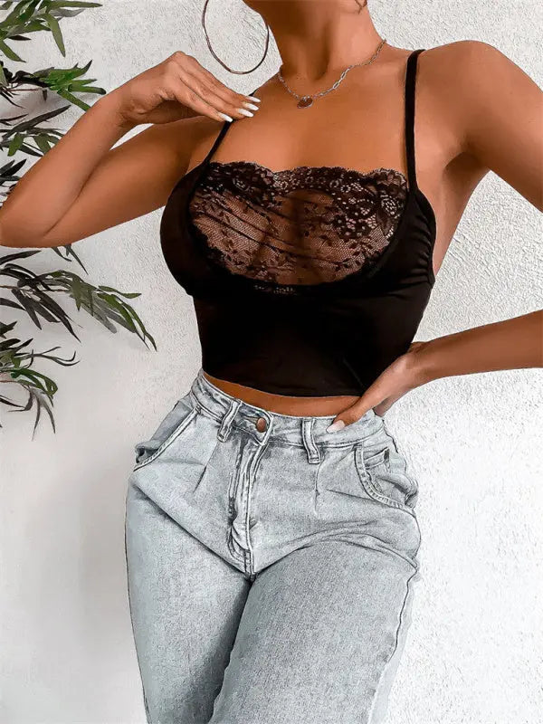 Blue Zone Planet |  Giselle's Crop Top with See-Through Top BLUE ZONE PLANET