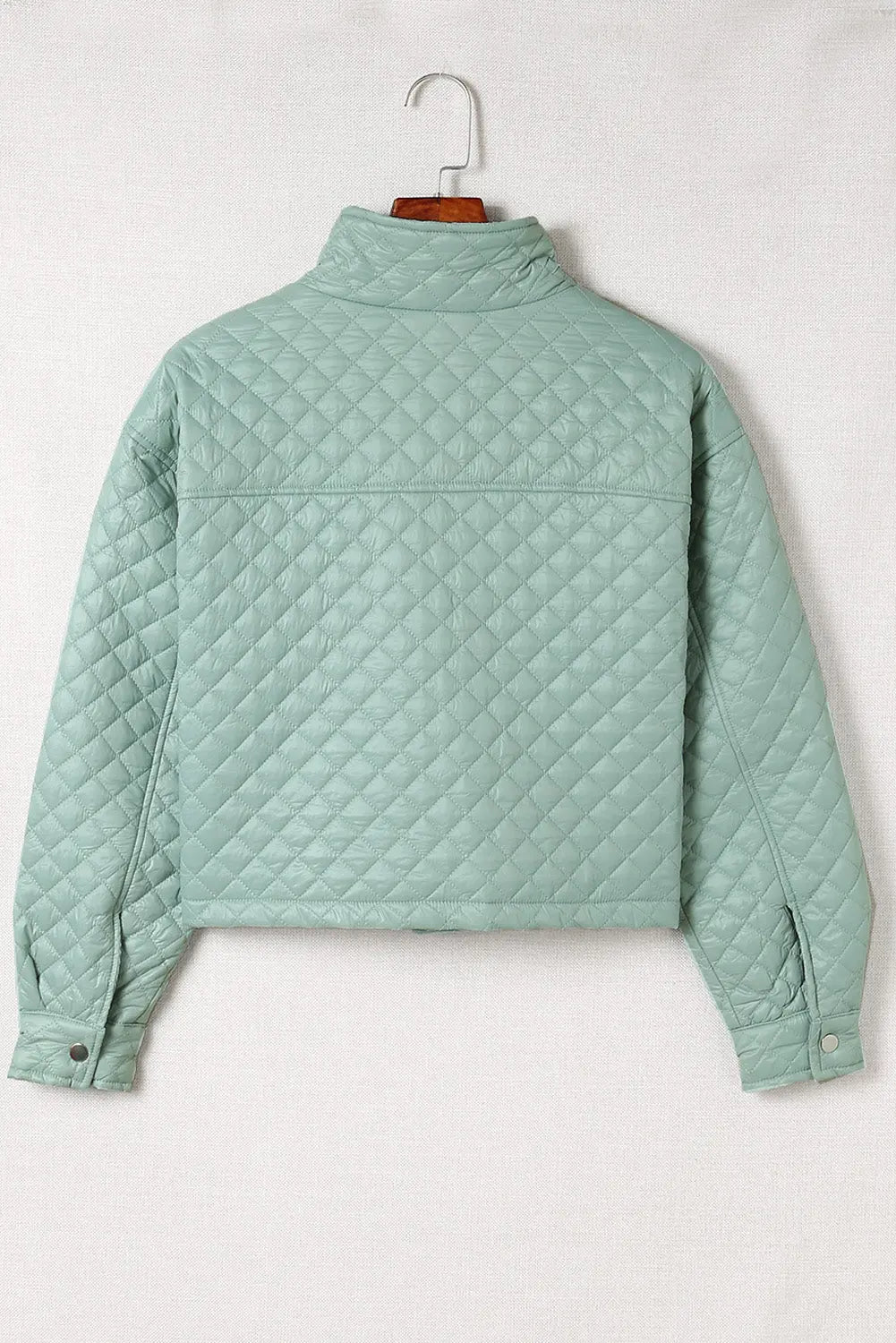 Blue Zone Planet |  Green Quilted Pocketed Zip-up Cropped Jacket Blue Zone Planet