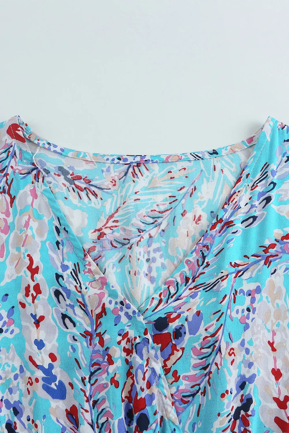 Blue Zone Planet |  Green Wrap V Neck Floral Maxi Dress Blue Zone Planet