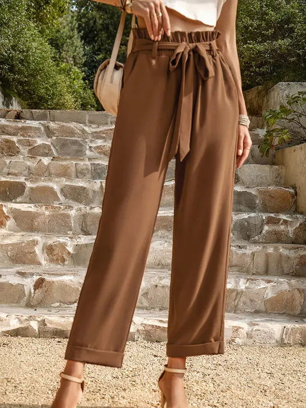 Blue Zone Planet |  Janet's Woven Solid Color Commuter Trousers BLUE ZONE PLANET