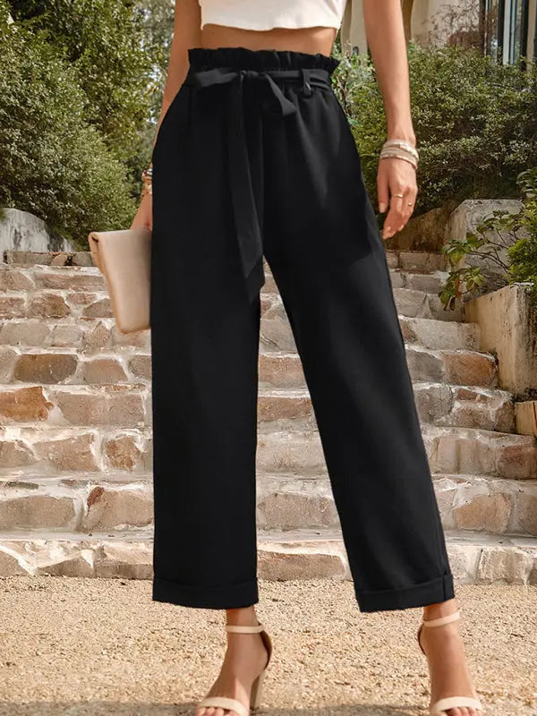 Blue Zone Planet |  Janet's Woven Solid Color Commuter Trousers BLUE ZONE PLANET